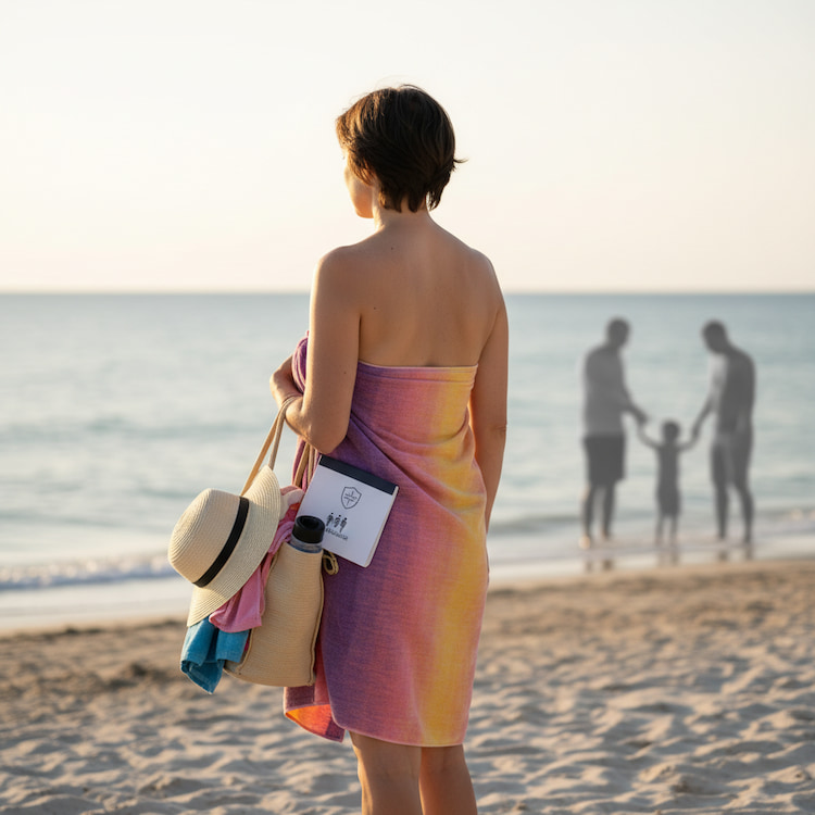 Une femme se dirige vers une plage pour sa première expérience naturiste