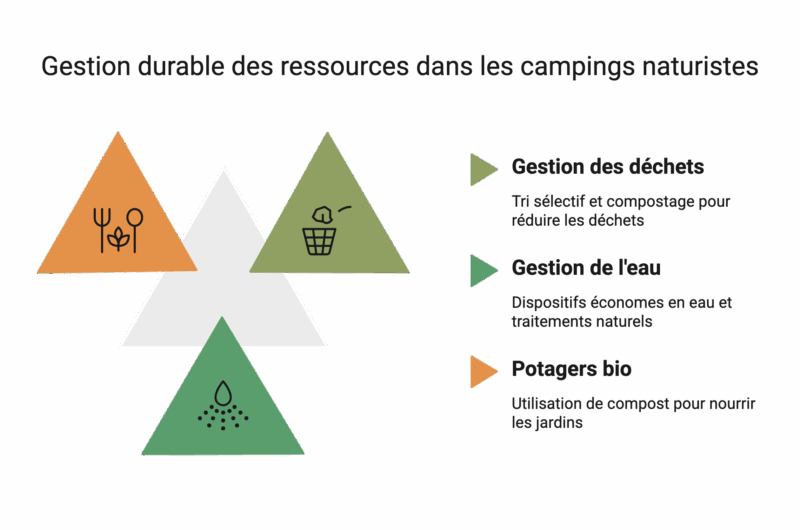 Infographie: gestion durable des ressources dans les campings naturistes